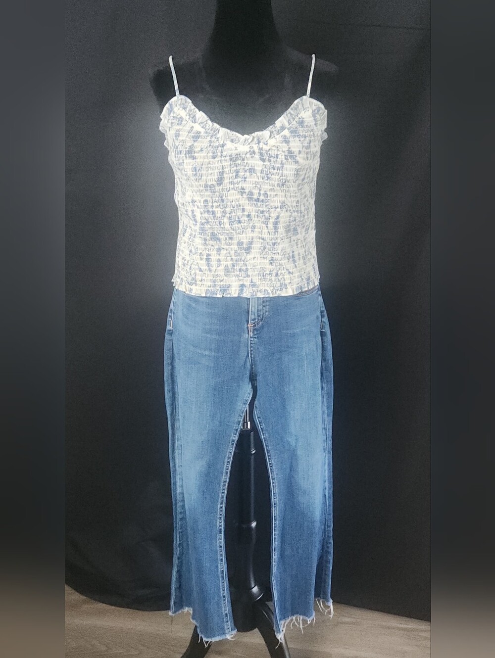 Rag & Bone Flexi Raw Hem Ankle Flare Jeans in Paz Blue - Picture 11 of 16